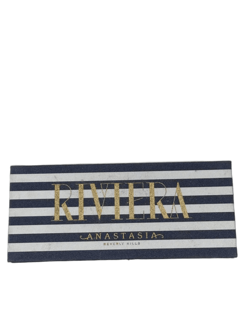 Anastasia Beverly Hills eyeshadow palette with navy and white stripes.
