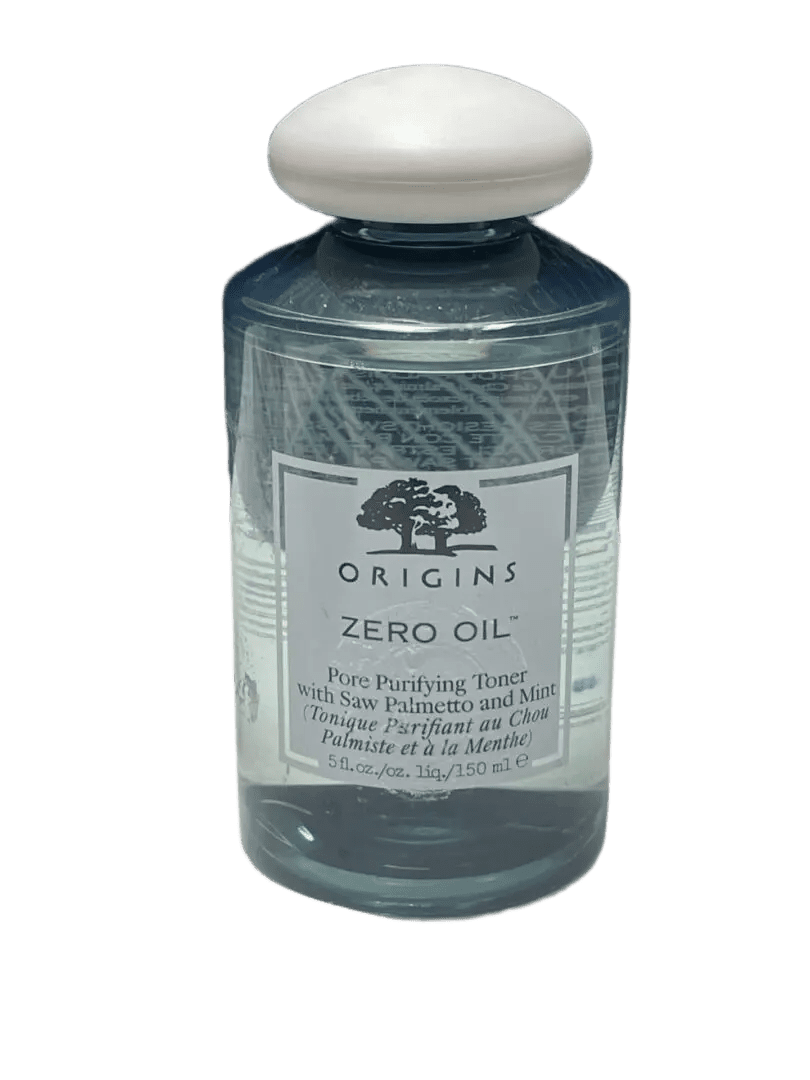 A bottle of Origins Zero Oil Purifying Toner with Tamarind and Willowherb.