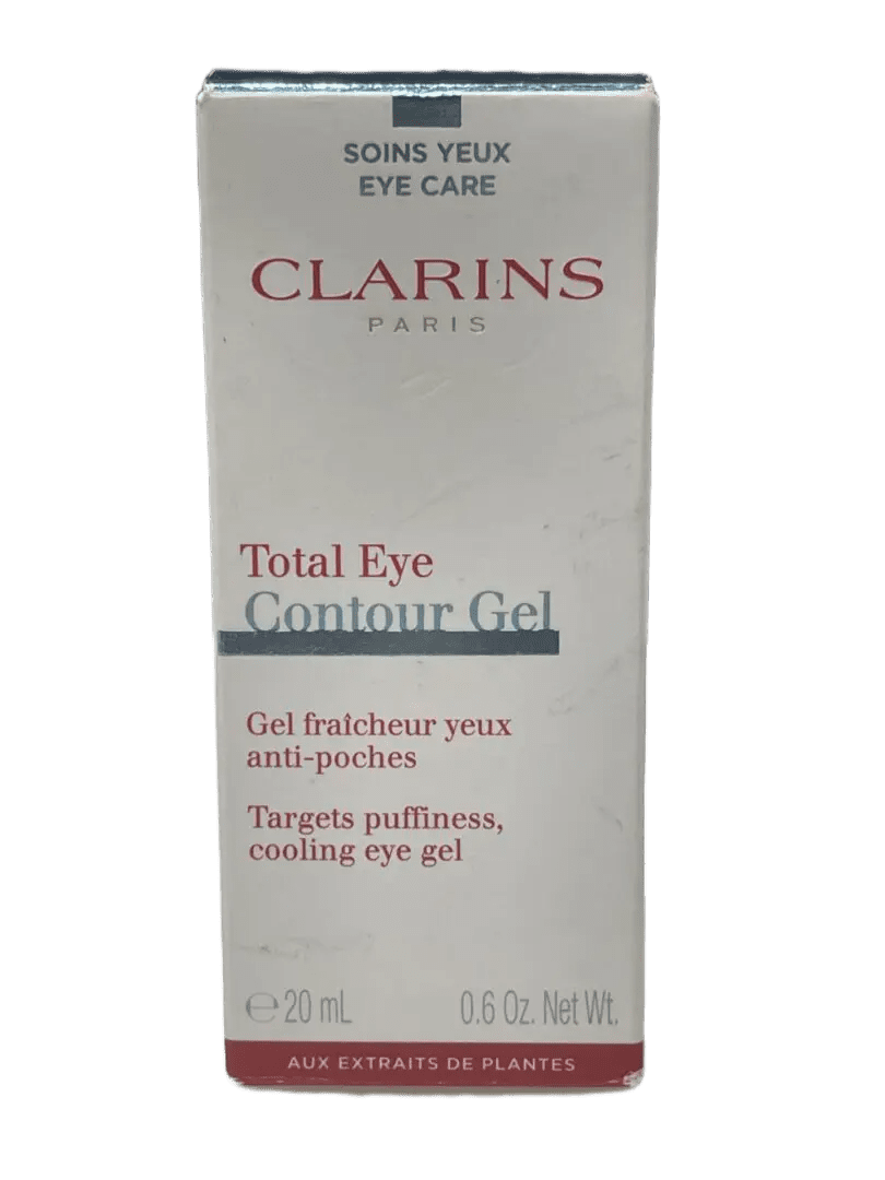 Clarins Total Eye Contour Gel for reducing puffiness and dark circles.