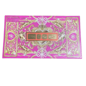 Ornate pink and gold decorative box with intricate patterns.