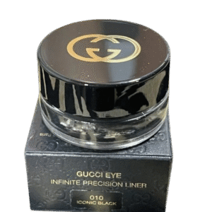 Small glass jar of Gucci Eye Infinite Precision Liner with black lid.