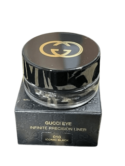 Small glass jar of Gucci Eye Infinite Precision Liner with black lid.