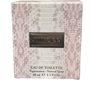 A boxed bottle of Jimmy Choo Eau de Toilette for women.
